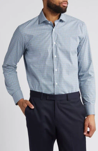 Nordstrom Carmello Trim Fit Tech-smart Coolmax® Check Dress Shirt In Blue - Grey Carmelo Check