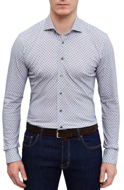 Emanuel Berg Men's Modern 4 Flex Stretch Geometric-print Sport Shirt In Medium Brown