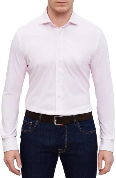 Emanuel Berg 4flex Modern Fit Knit Button-up Shirt In Light Pastel Pink