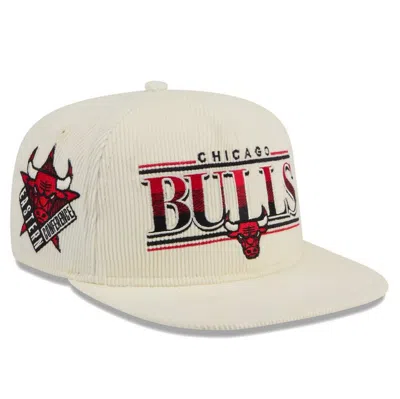 New Era Cream Chicago Bulls Team Bar Lightweight Corduroy Golfer Snapback Hat