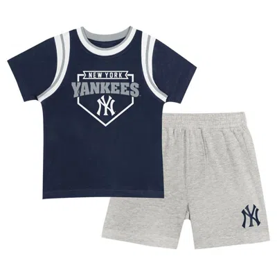 Outerstuff Kids' Toddler Fanatics Branded Navy/gray New York Yankees Bases Loaded T-shirt & Shorts Set
