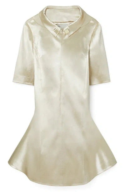 Tory Burch Collared Zip Front Satin Dress In Sparkling Champagne