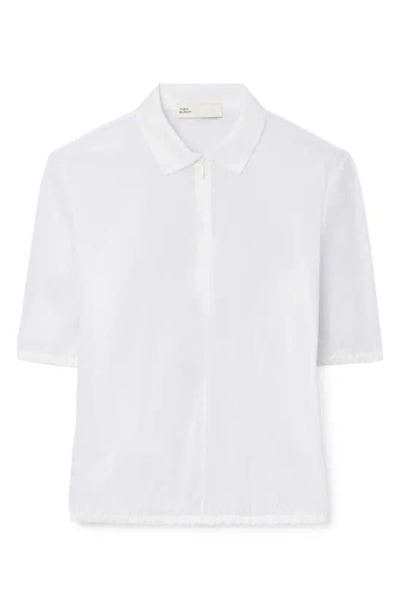 Tory Burch Zip Neck Polo In Pearl White