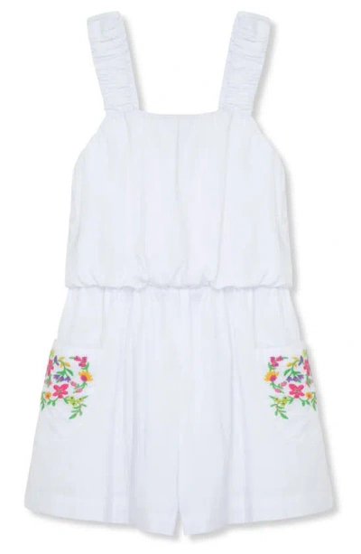 Peek Aren't You Curious Kids' Embroidered Tank Romper In White