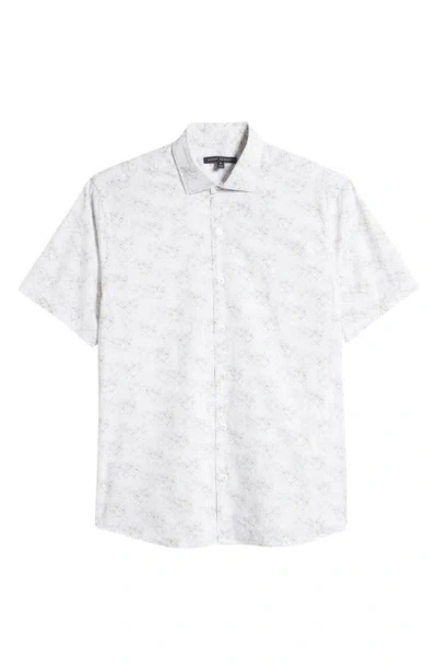 Robert Barakett Forte Slim Fit Geo Print Short Sleeve Button-up Shirt In White
