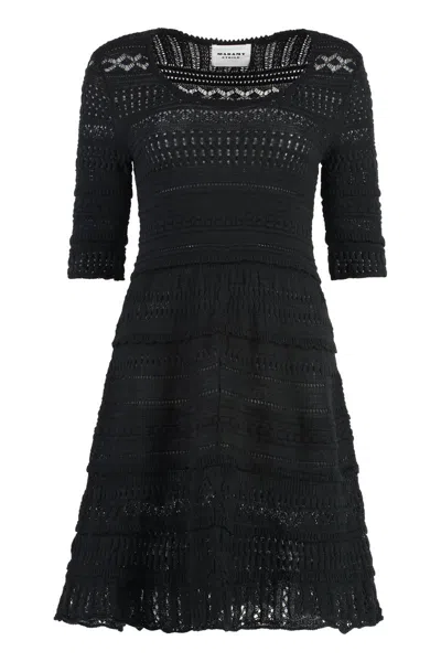 Isabel Marant Étoile Embroidered Cotton Mini Dress In Black