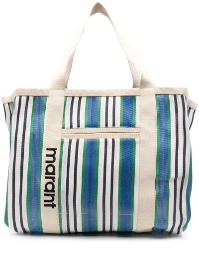 Isabel Marant Striped Warden Tote Bag In Blue