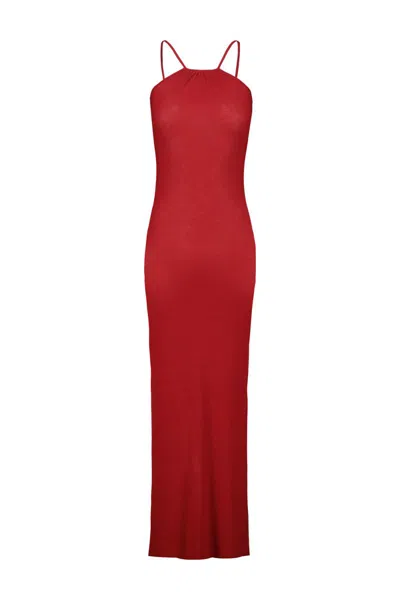 Rick Owens Skorpio Ribbed-knit Jersey Midi Dress In Red