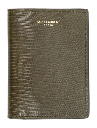 Saint Laurent Paris Credit Card Wallet In Dark Seaweed