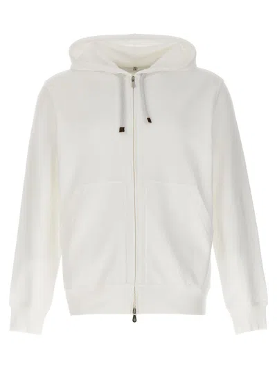 Brunello Cucinelli Cotton Zipped Hoodie In White