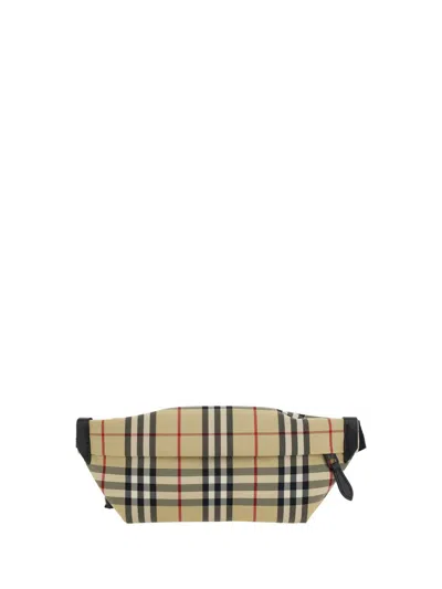 Burberry Rectangular Checkered Belt Bag In Cream