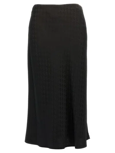 Elisabetta Franchi All Over Logo Skirt In Black