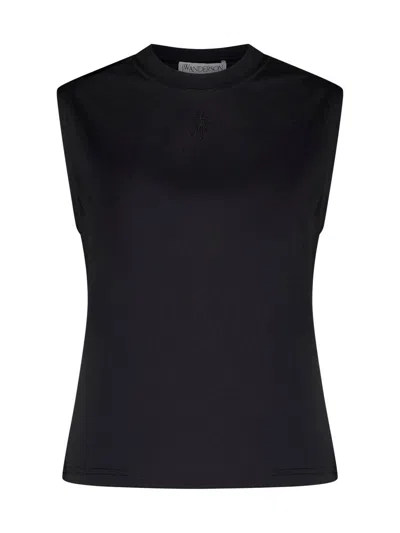 Jw Anderson Logo-embroidered Tank Top In Black