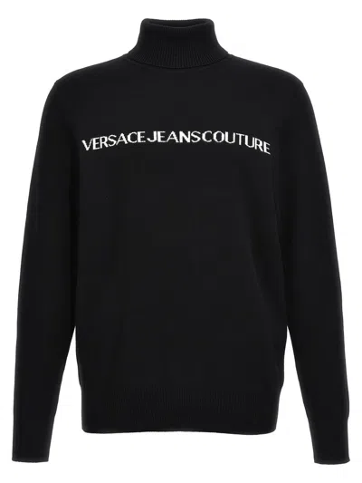 Versace Jeans Couture Logo Intarsia Jumper In Black