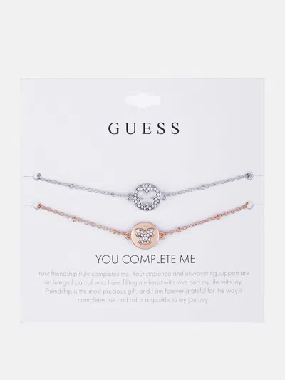 Guess Factory Silver And Rose Gold-tone Bracelet Set In Multi