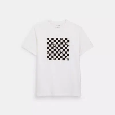 Coach Outlet Checkerboard T-shirt In Organic Cotton In Black And White