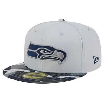 New Era Gray Seattle Seahawks Active Camo 59fifty Fitted Hat In Gray Camo
