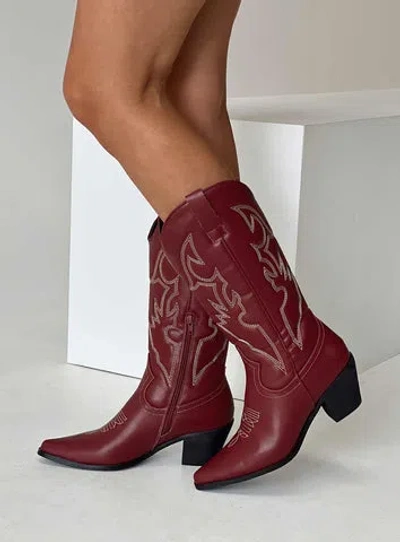 Princess Polly Therapy Clayton Boots In Maroon