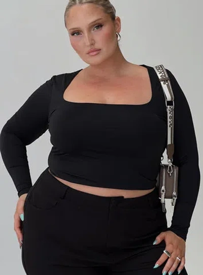 Princess Polly Lower Impact Back In Time Long Sleeve Top In Black