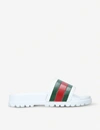 GUCCI GUCCI MEN'S WHITE PURSUIT TREK RUBBER SLIDER SANDALS,80918608