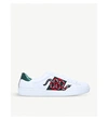 GUCCI GUCCI MEN'S WHITE MEN'S NEW ACE EMBROIDERED-SNAKE LEATHER TRAINERS,83475702
