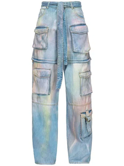 Pinko Tie-dye Cargo Jeans In Blue