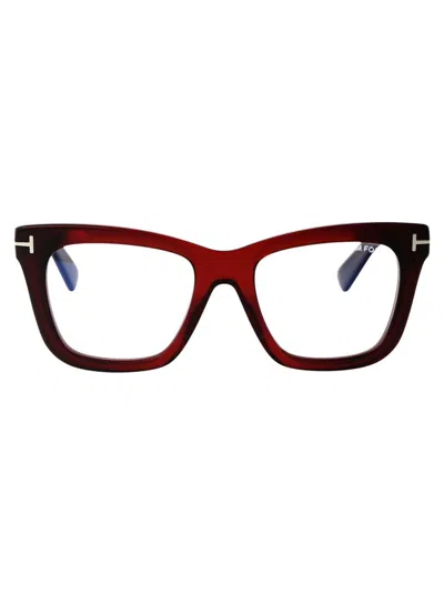 Tom Ford Womens Tr001664 Ft5881-b Square-frame Acetate Glasses In 045 Marrone Chiaro Luc