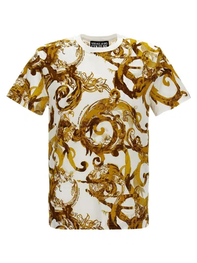 Versace Jeans Couture Printed Cotton T-shirt In Black