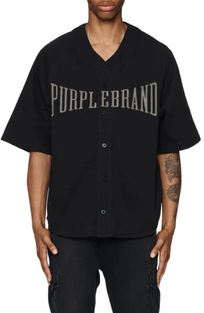 Purple Brand Logo Cotton Baseball Shirt In Black