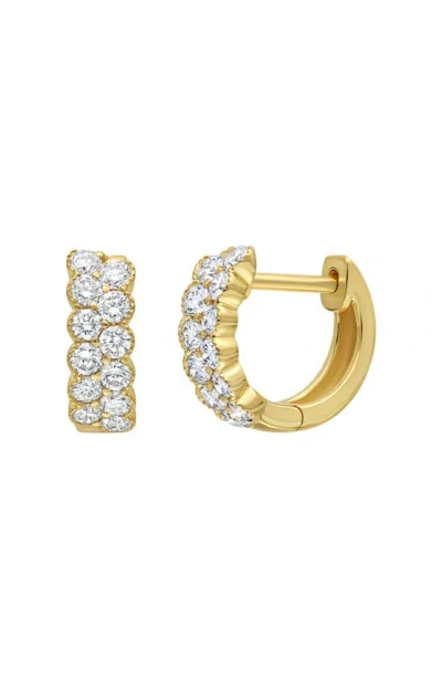 Bony Levy Florentine Diamond Double Row Huggie Hoop Earrings In 18k Yellow Gold