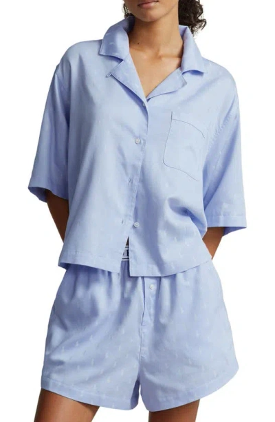 Polo Ralph Lauren Jacquard Polo Player Pyjama Set In Blue