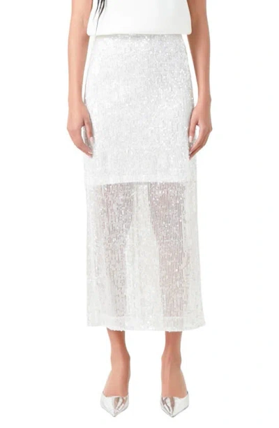 Grey Lab Sequin Maxi Skirt In White