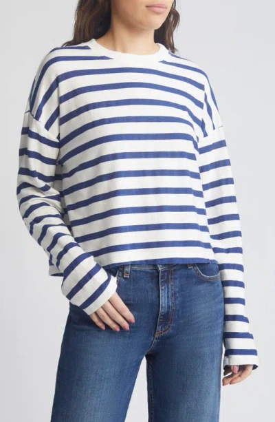Askk Ny Stripe Long Sleeve Cotton T-shirt In Thin Navy Stripe