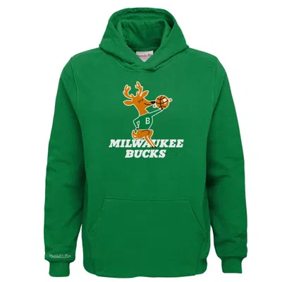 Mitchell & Ness Kids' Youth  Green Milwaukee Bucks Hardwood Classics Retro Logo Pullover Hoodie