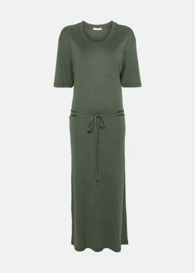 Lemaire Green Belted Midi Dress In Smoky Green