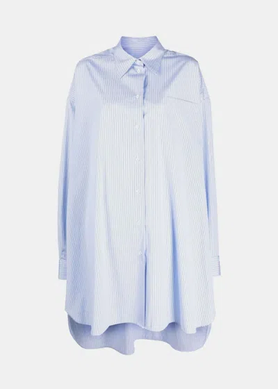 Maison Margiela White & Blue Pinstriped Poplin Shirt