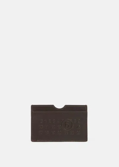 Mm6 Maison Margiela Brown Numeric Logo-embossed Card Holder In Brown Stone
