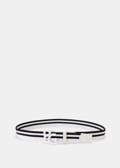 Pearly Gates White Line Rubber Mesh Belt