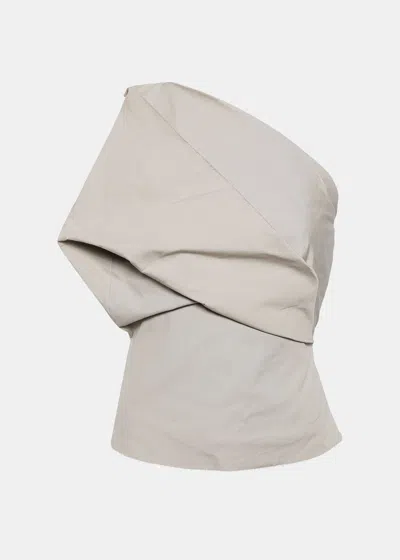 Rick Owens Draped One-shoulder Top In Pearl