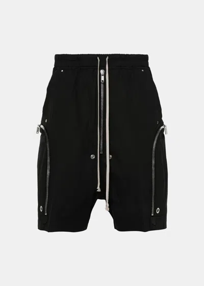 Rick Owens Faille Cargo Shorts In Black