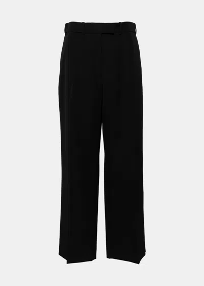 The Row Black Roan Straight Leg Trousers