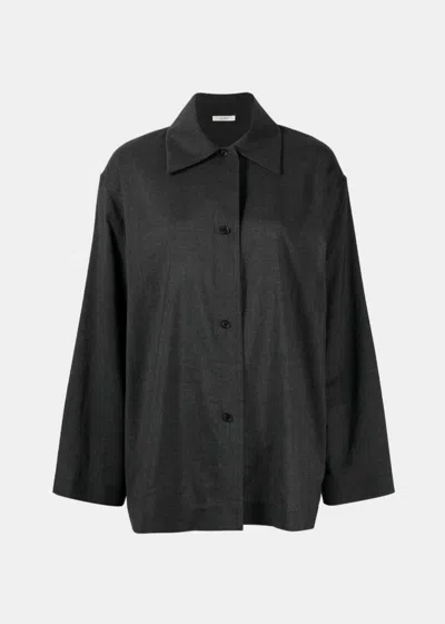 The Row Grey Rigel Spread Collar Shirt In Dark Grey