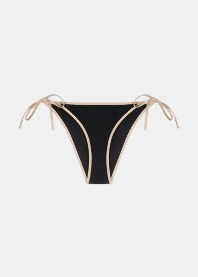 Totême Contrasting-trim Side-tie Bikini Bottoms In Black