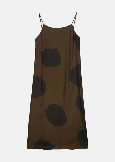 Uma Wang Brown Sleeveless Midi Dress In Brown/black
