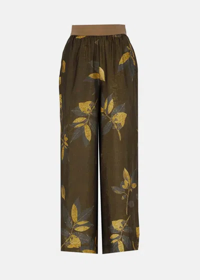 Uma Wang Motif Printed Wide Leg Pants In Brown/black