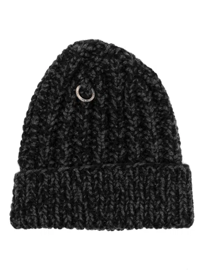 Werkstatt:münchen Cap Sailor Ring Unite Cashmere Beanie In Melange Slate