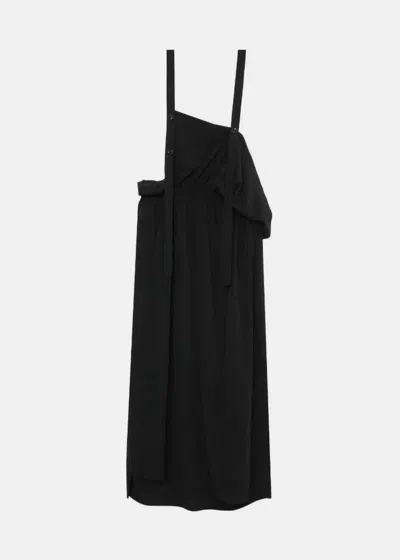 Y's Asymmetric Ruffled Midi Skirt In Black
