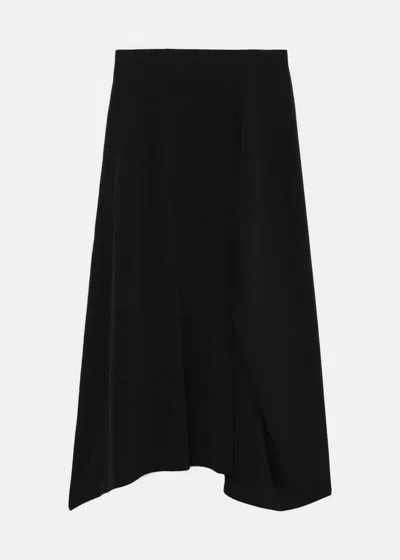Y's Black Y-panel Tuck Flared Skirt