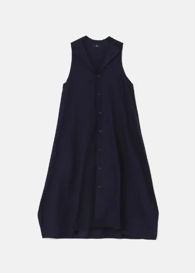 Y's Navy Thin Cotton Twill Sleeveless Dress