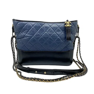 Pre-owned Chanel Gabrielle Navy Leather Shoulder Bag ()